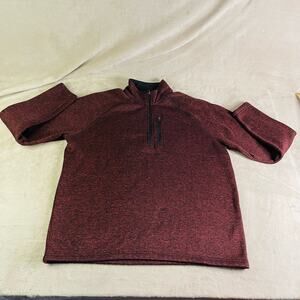 Eddie‎ Bauer Sweater Men XL Maroon Fleece 1/4 Zip Pullover Collared Outdoor